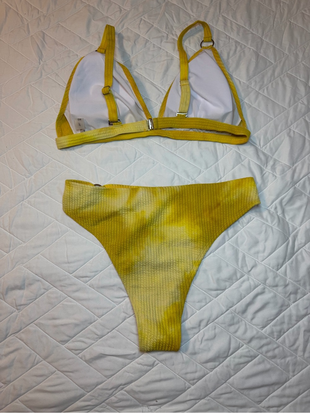 Yellow Ribbed Two-Piece Bikini Set - Picture 2 of 4